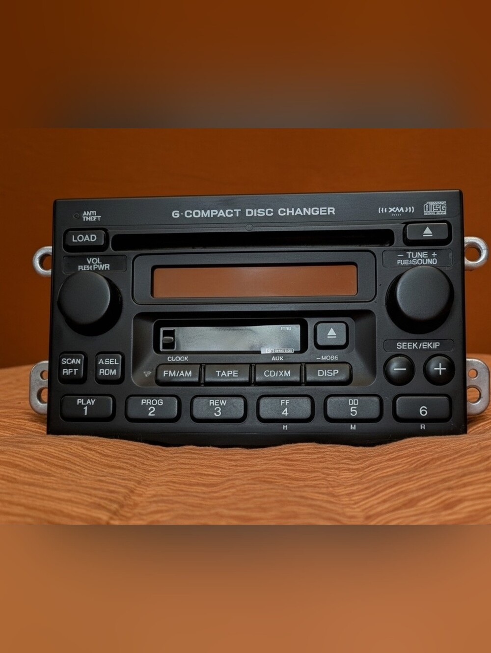 VINTAGED PRE-OWNED Black Car Stereo Receiver with Tape & 6 CD Functions